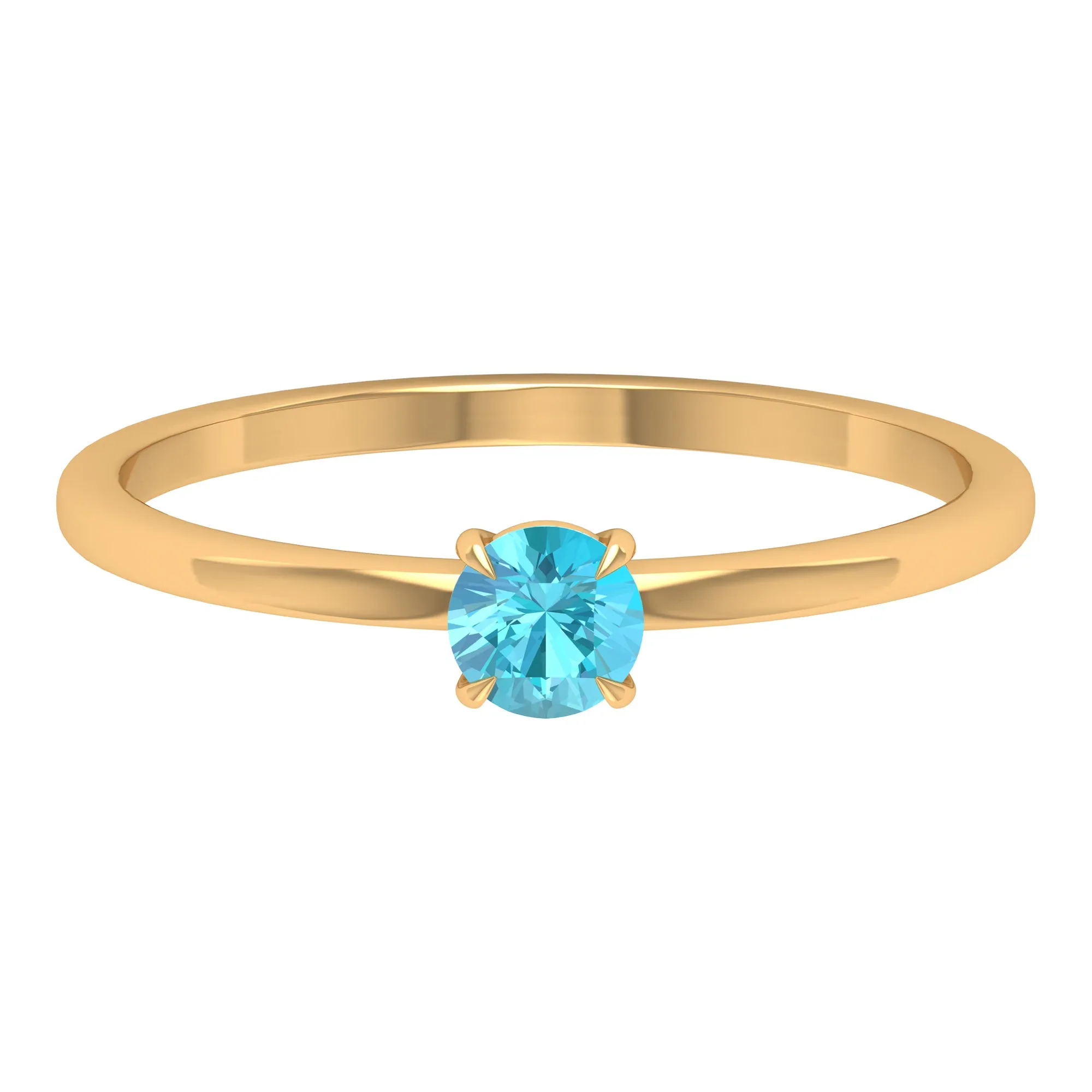 1/4 CT Claw Set Swiss Blue Topaz Solitaire Ring