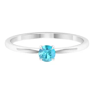 1/4 CT Claw Set Swiss Blue Topaz Solitaire Ring