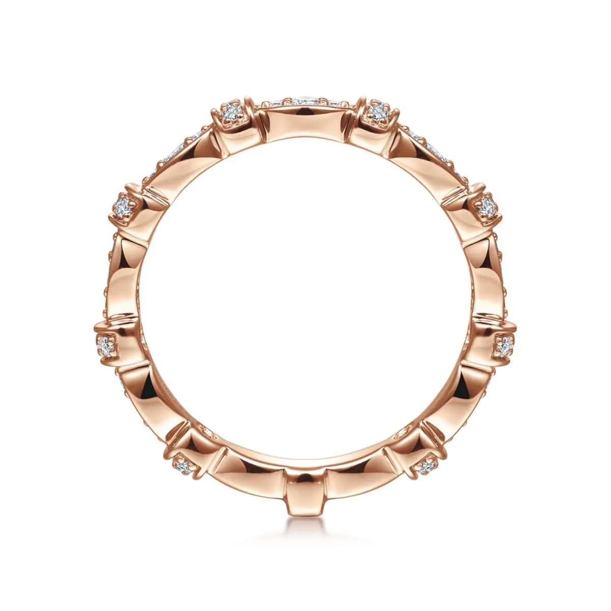 14K Rose Gold Geometric Stackable Diamond Ring - LR4579K45JJ