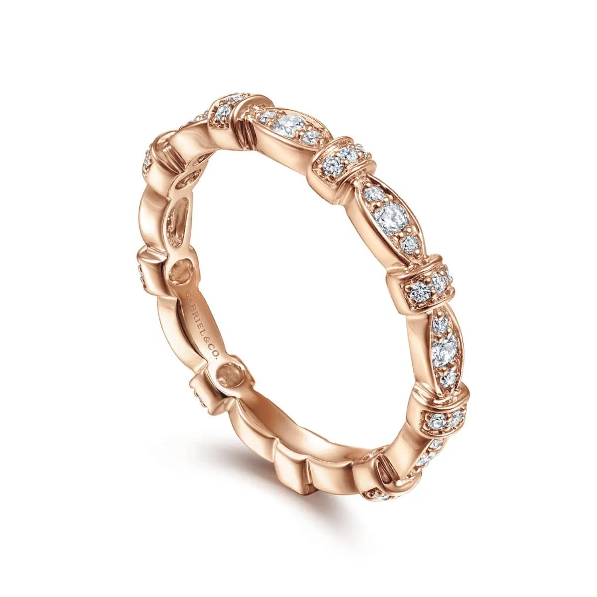 14K Rose Gold Geometric Stackable Diamond Ring - LR4579K45JJ