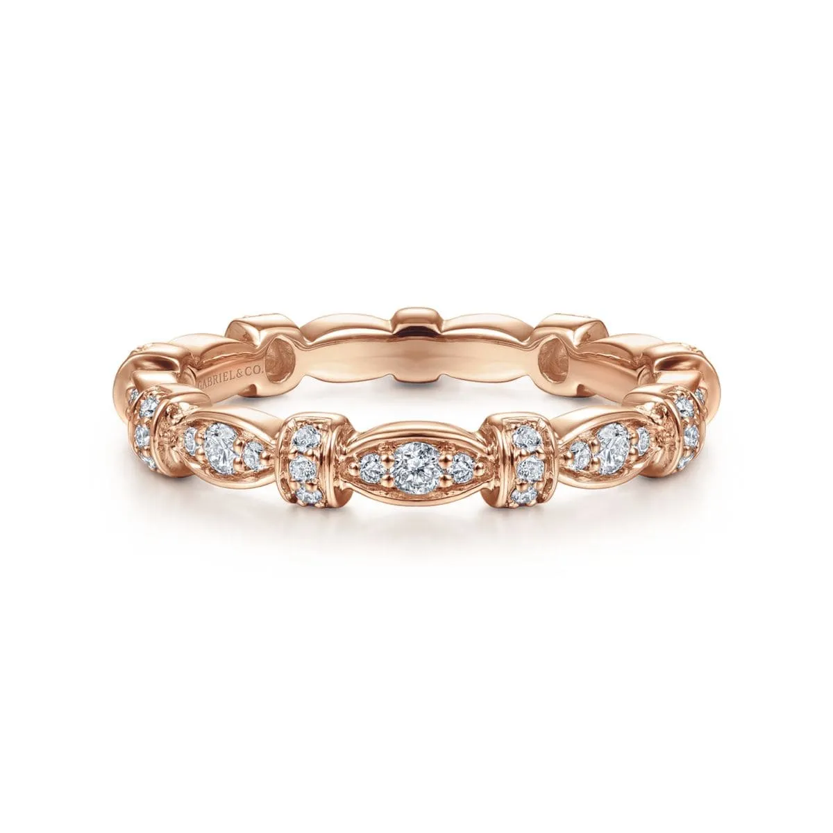 14K Rose Gold Geometric Stackable Diamond Ring - LR4579K45JJ