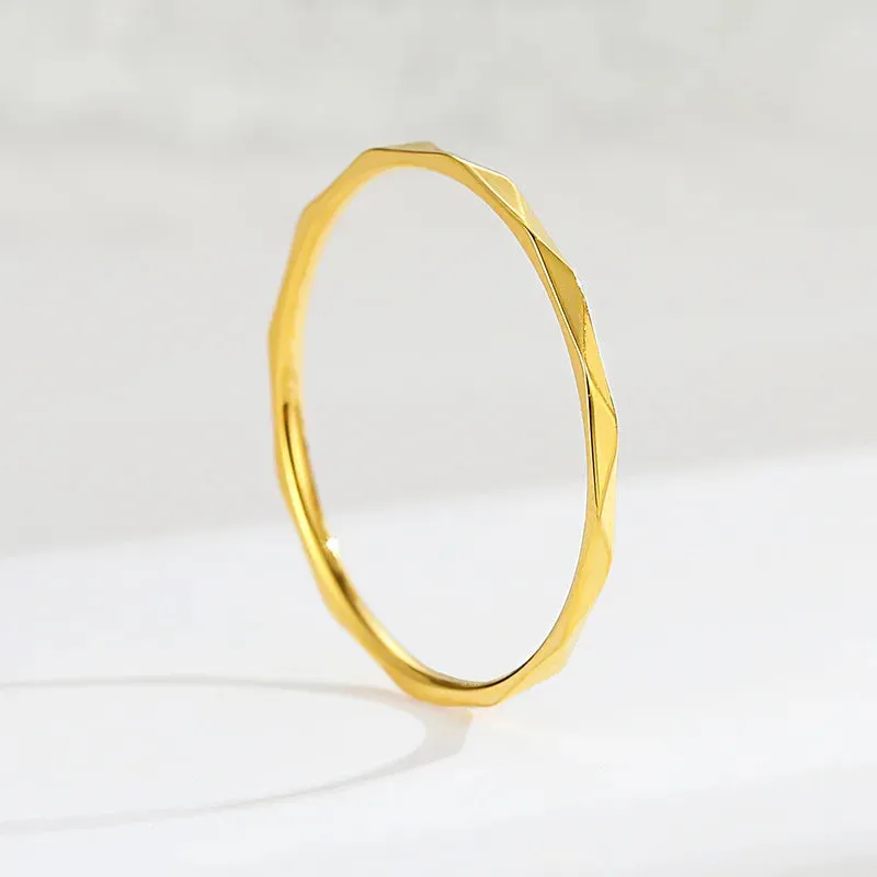 1mm Thin Stackable Ring Stainless Steel V Faceted Knuckle Midi Ring for Women Girl Size 3-10