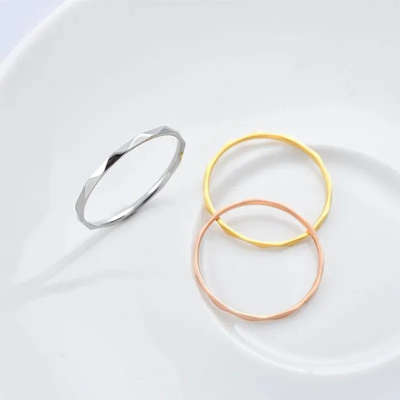 1mm Thin Stackable Ring Stainless Steel V Faceted Knuckle Midi Ring for Women Girl Size 3-10