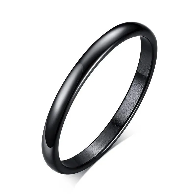 2MM Thin Classic Dome Ring Stainless Steel Wedding Band for Men Women Stacking Rings Comfort Fit Domed Polished