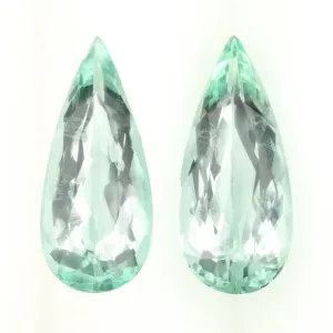 3.29ct GIA CERTIFIED PARAIBA TOURMALINE PAIR PEAR GREEN DANGLE TEARDROP EARRINGS