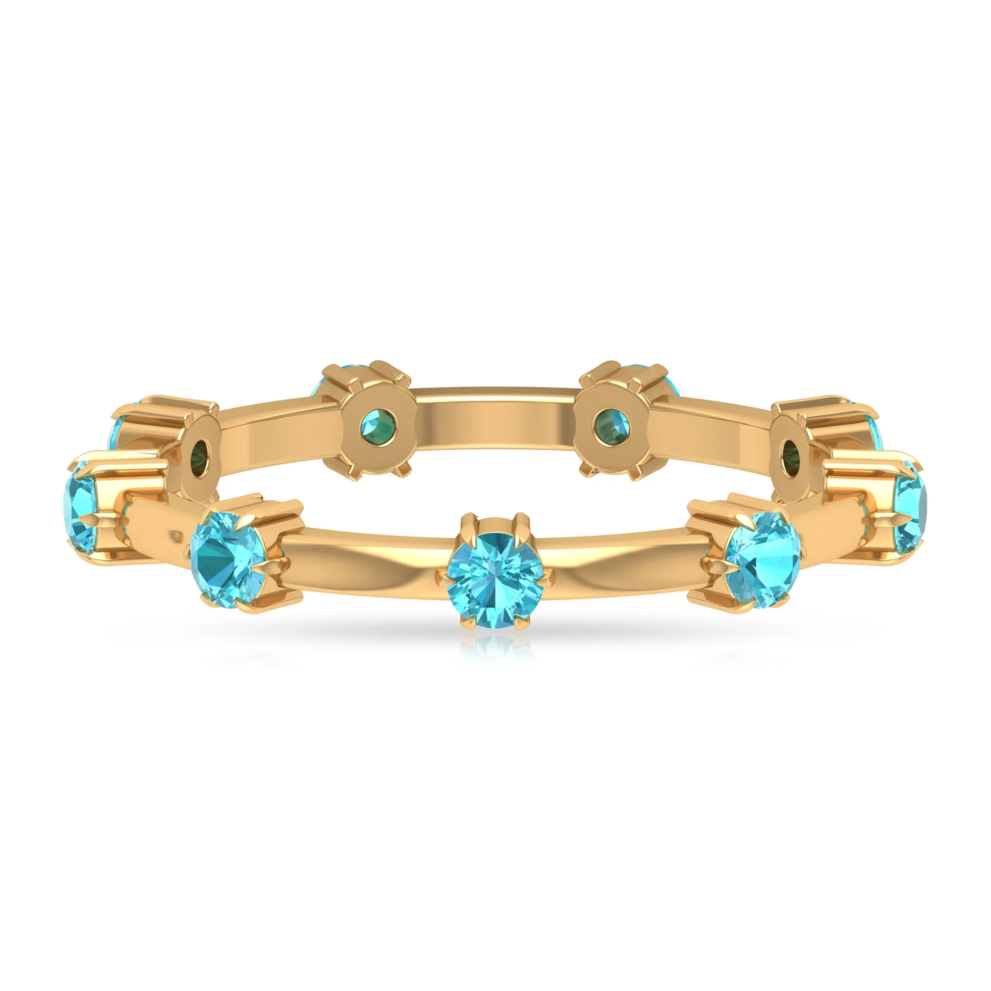 3/4 CT Claw Set Swiss Blue Topaz Stackable Ring