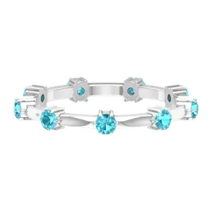 3/4 CT Claw Set Swiss Blue Topaz Stackable Ring