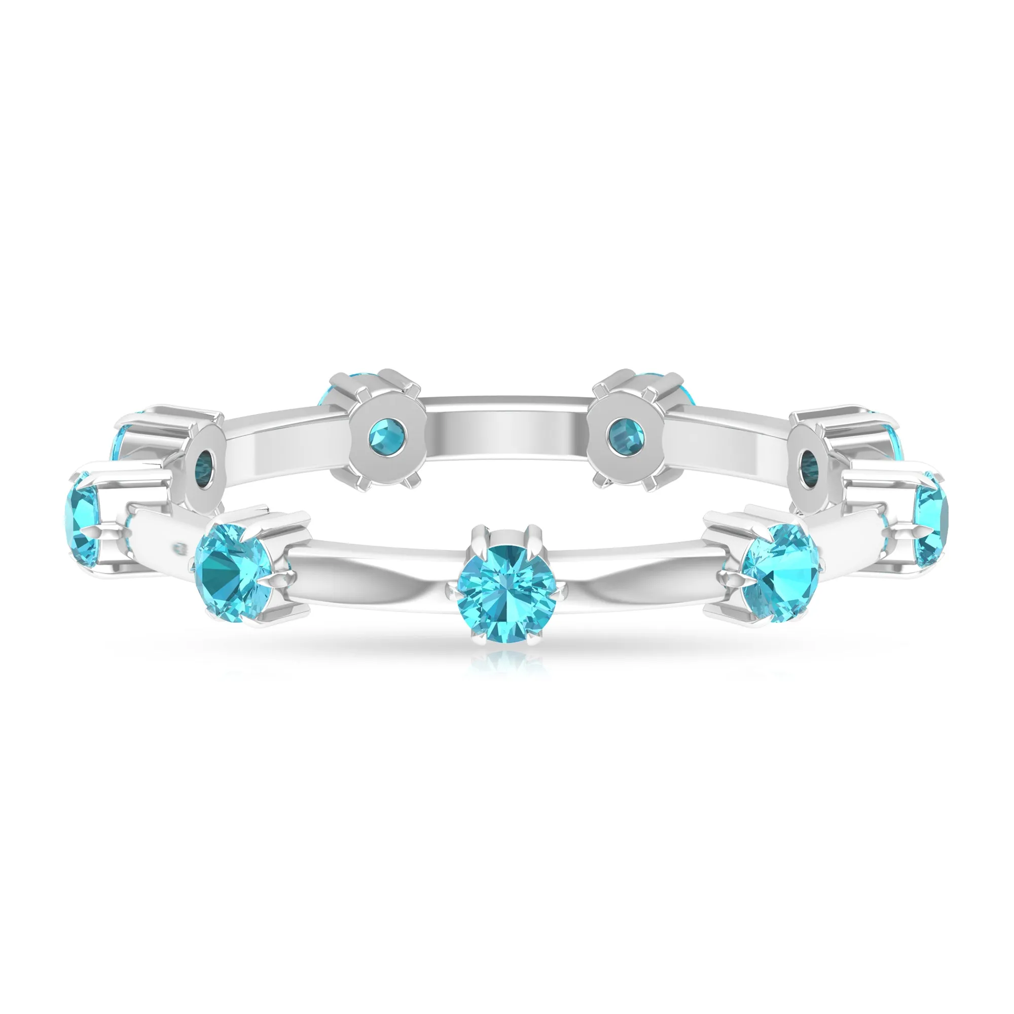 3/4 CT Claw Set Swiss Blue Topaz Stackable Ring