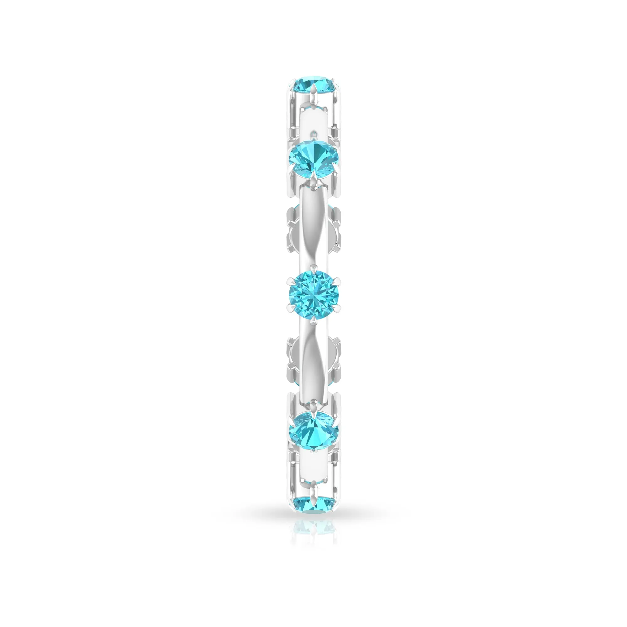 3/4 CT Claw Set Swiss Blue Topaz Stackable Ring