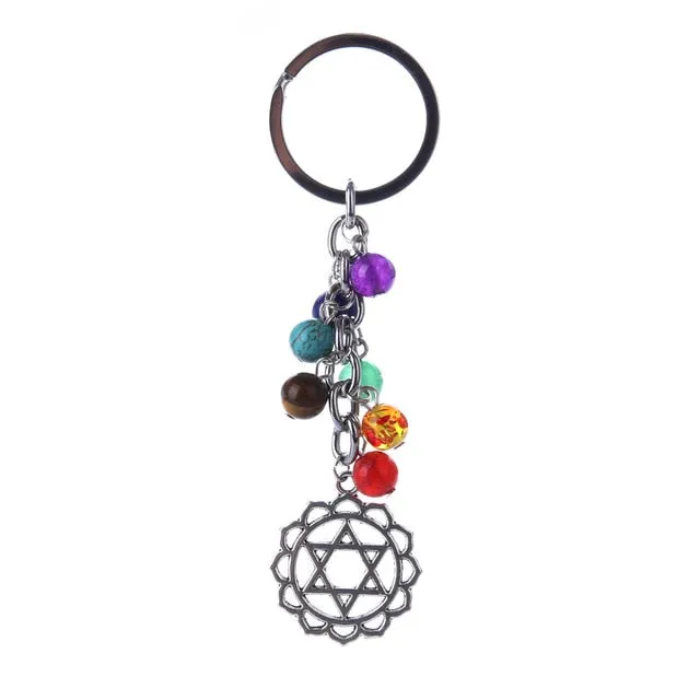 7 Chakra Stones Keychain