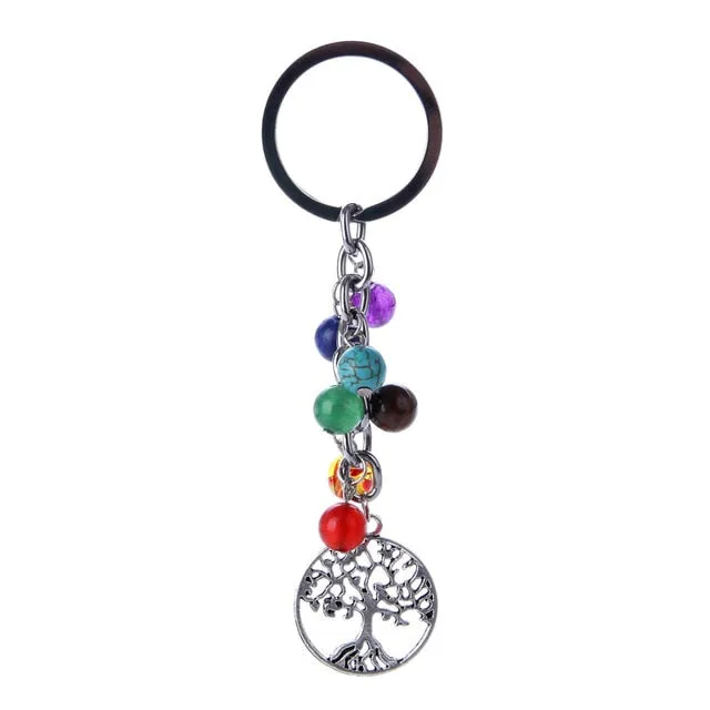 7 Chakra Stones Keychain