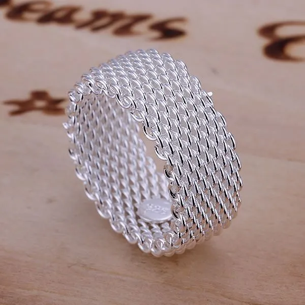 925 Jewelry Silver Plated Ring Fine Fashion Net Women&Men Gift Finger Rings