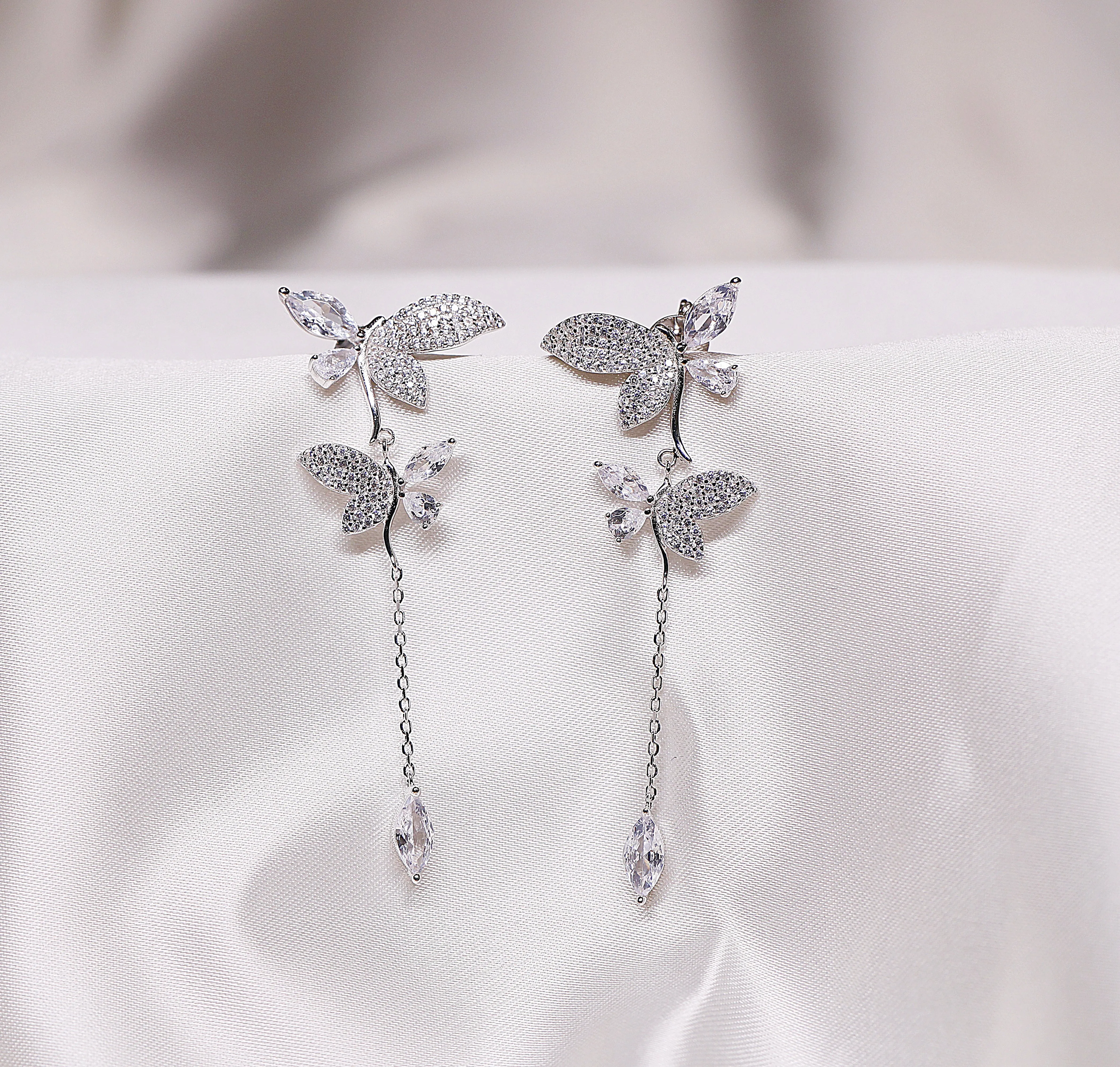 92.5 Silver Silver butterfly dangle earrings