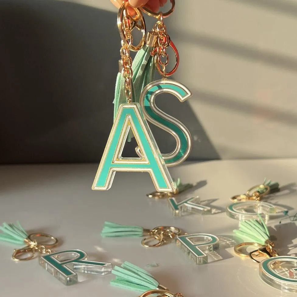 Acrylic Letter Keychains With Bagcharm (Select From Drop Down Menu)