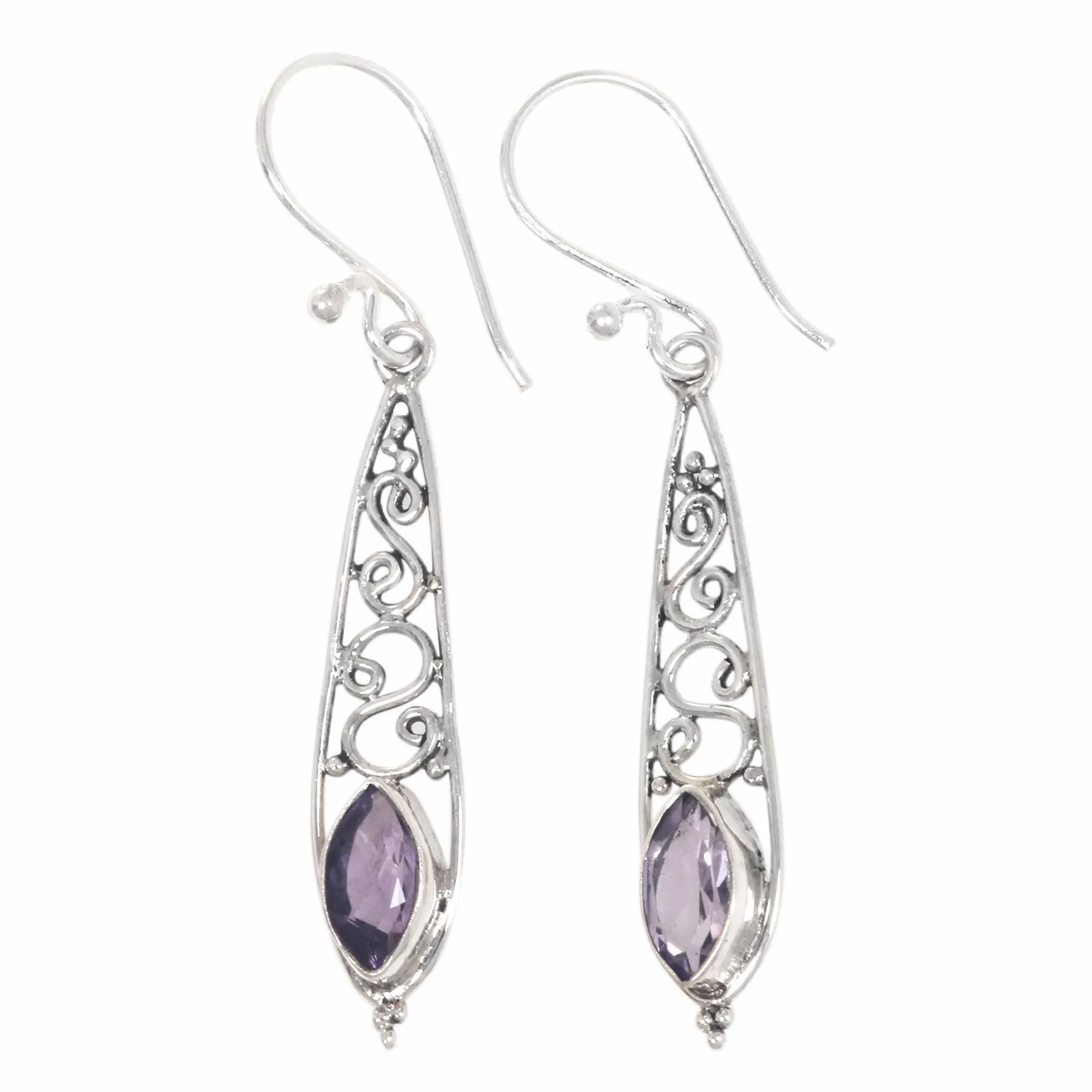 Amethyst & Silver Jasmine Dew Dangle Earrings