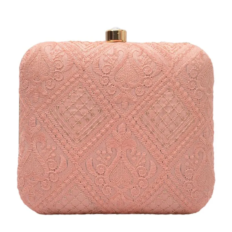 Artklim Baby Pink Square Shaped Clutch