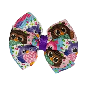 Bella Hair Bow - Colourful Owls