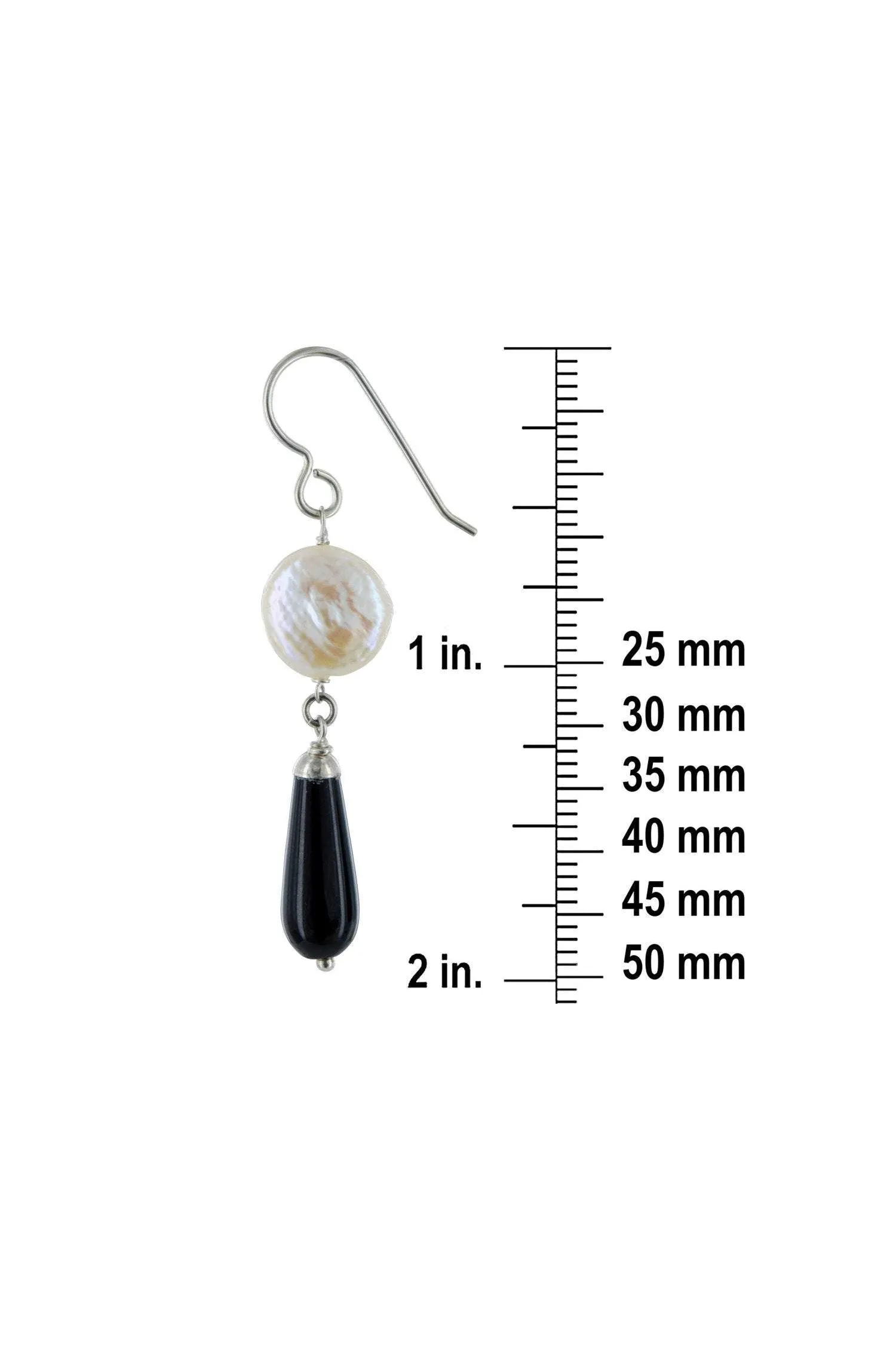 Black and White Earrins, Pearl, Black Onyx Gemstone Earrings