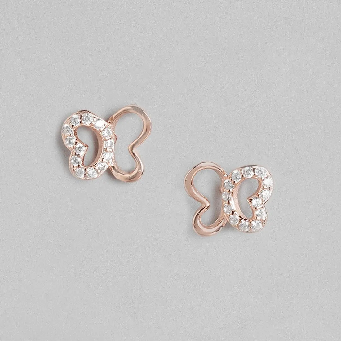 Butterfly Dreams CZ Rose Gold-Plated 925 Sterling Silver Earrings