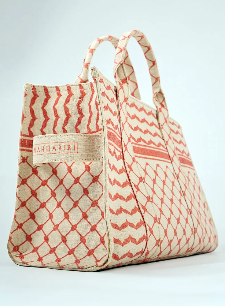 Coral and Cream Tote - Premium Cotton Canvas