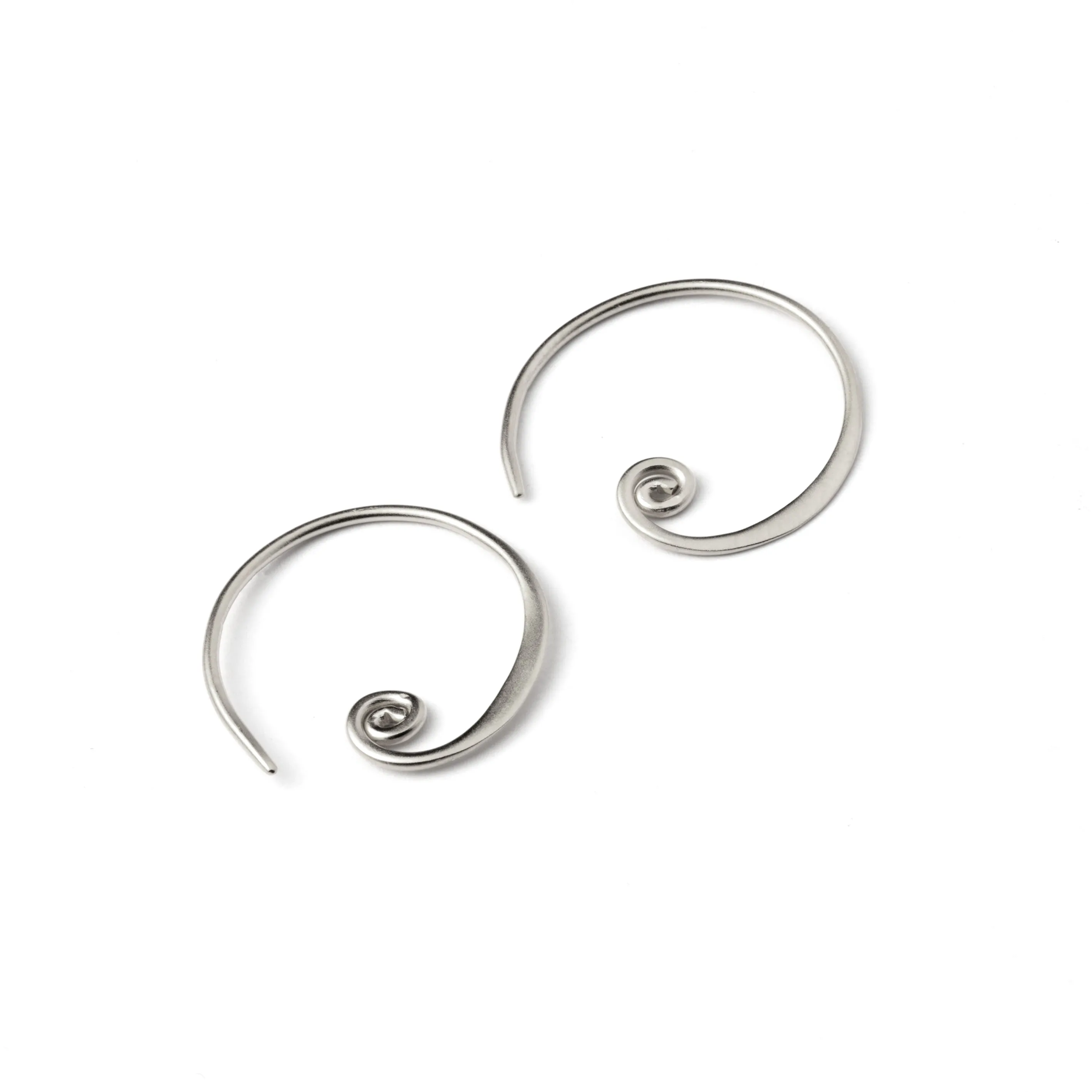 Curlicue Silver Hoops