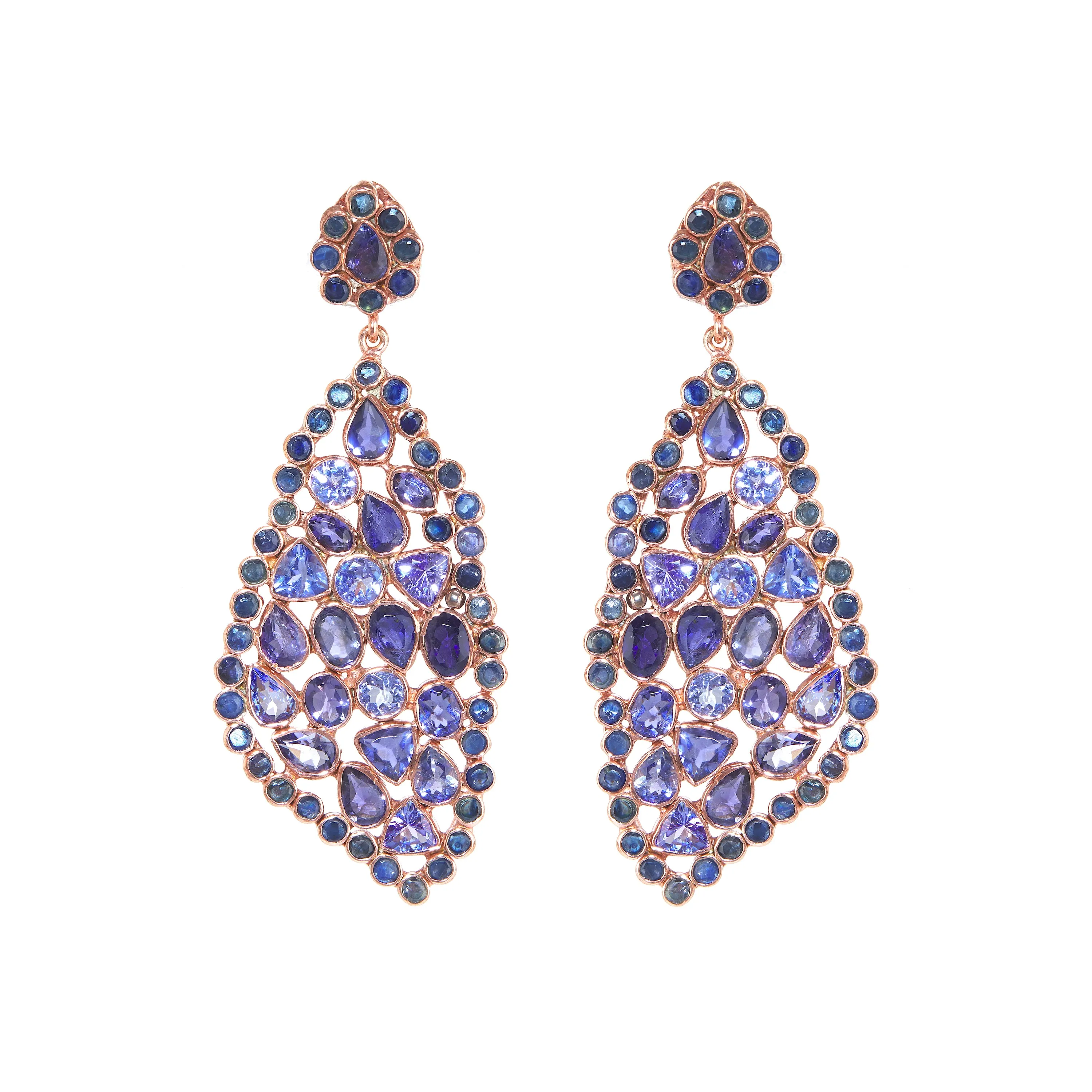 Earrings - Free Form Tanzanite & Sapphire Earrings