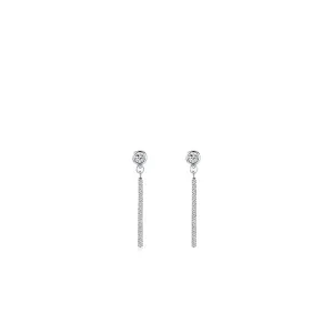 Elegant S925 Sterling Silver Zircon Studded Long Earrings - Fashionable Women's Accessory