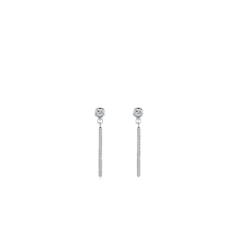 Elegant S925 Sterling Silver Zircon Studded Long Earrings - Fashionable Women's Accessory