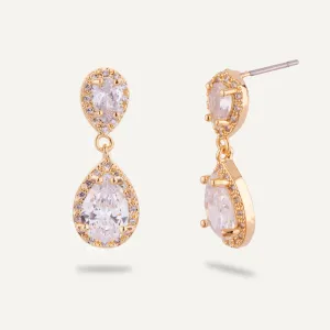 Elizabeth Cubic Zirconia Post Earrings In Gold-Tone