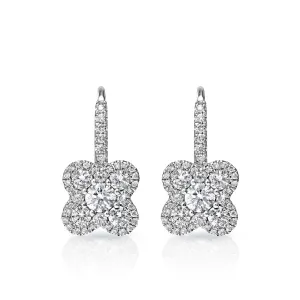 Emryn 1 Carat Round Cut Diamond Drop Earrings in 18k White Gold