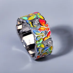 Exquisite Butterfly Ring Jewelry for Women with Zircon colorful in Silvery