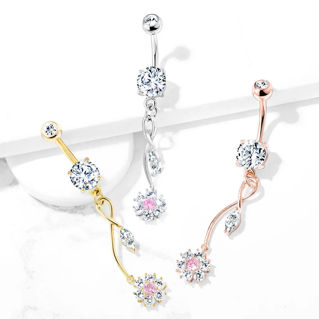 Fantasía Orchid Zenith Belly Ring with Rose Gold Plating