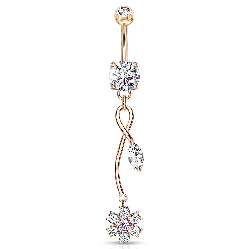 Fantasía Orchid Zenith Belly Ring with Rose Gold Plating