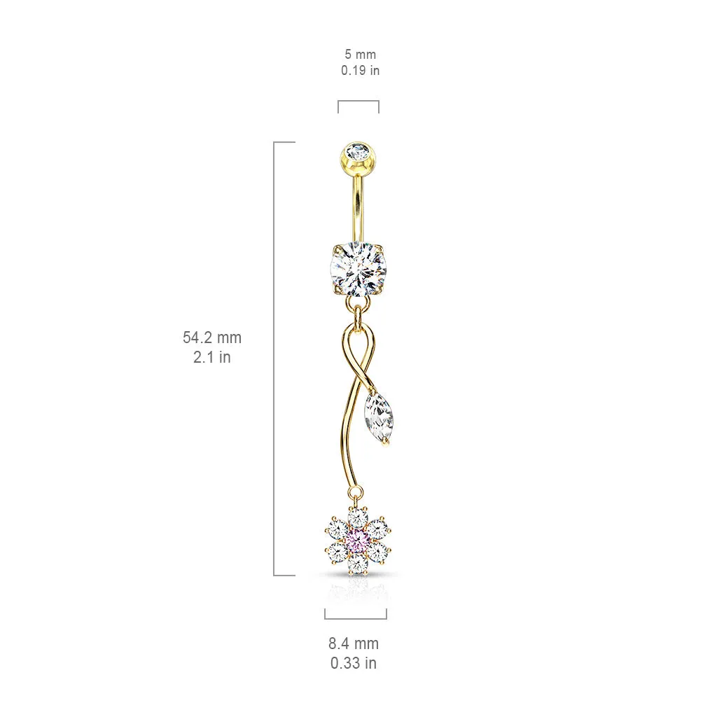 Fantasía Orchid Zenith Belly Ring with Rose Gold Plating