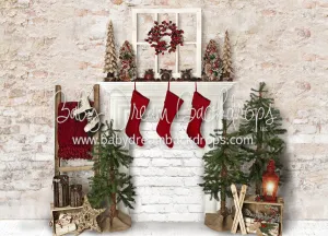 Farmhouse Cozy White Brick Fireplace