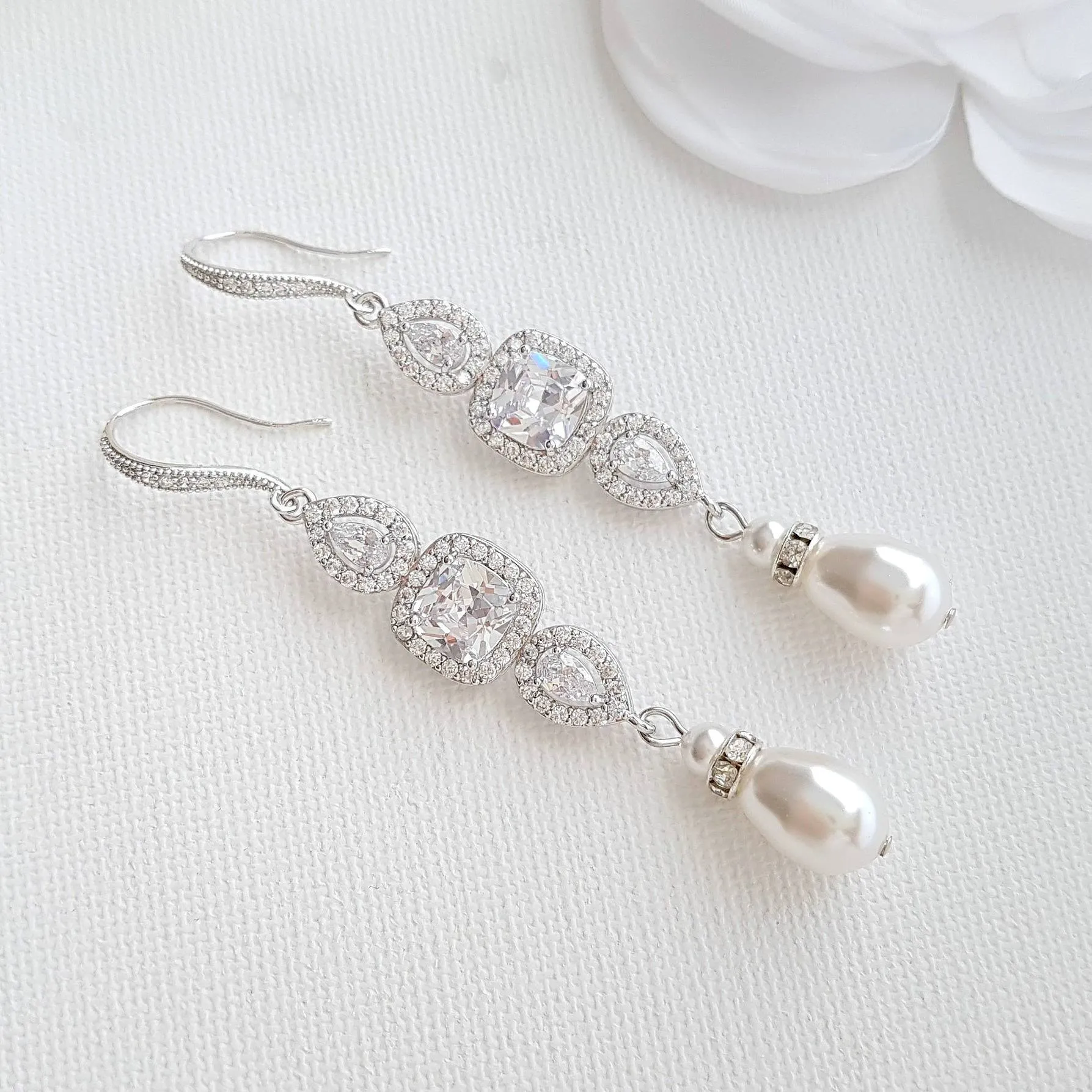 Gold Pearl Bridal Earrings- Gianna