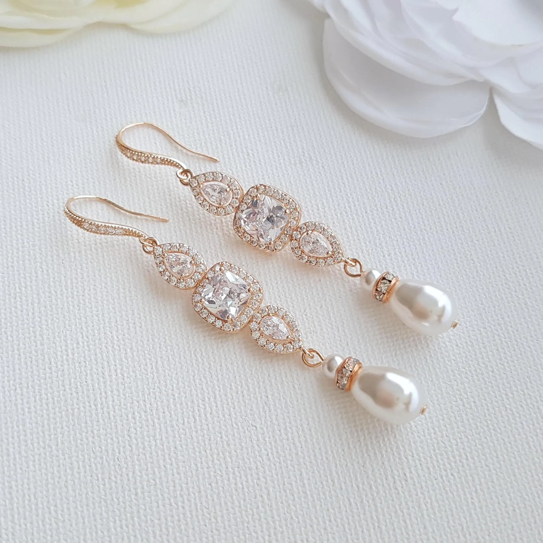 Gold Pearl Bridal Earrings- Gianna