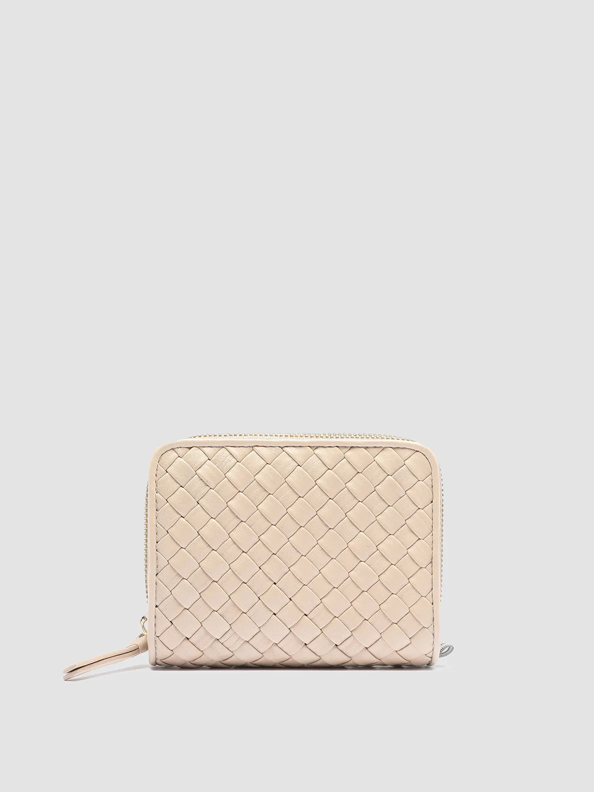 JULIET 102 - Ivory Woven Leather Zip-Around Wallet