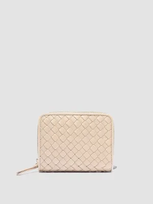 JULIET 102 - Ivory Woven Leather Zip-Around Wallet