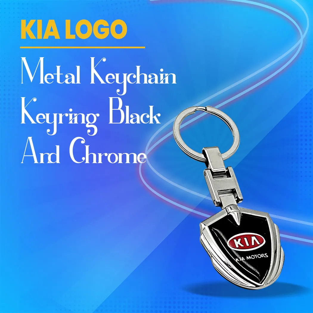 KIA Metal Keychain Keyring - Black And Chrome