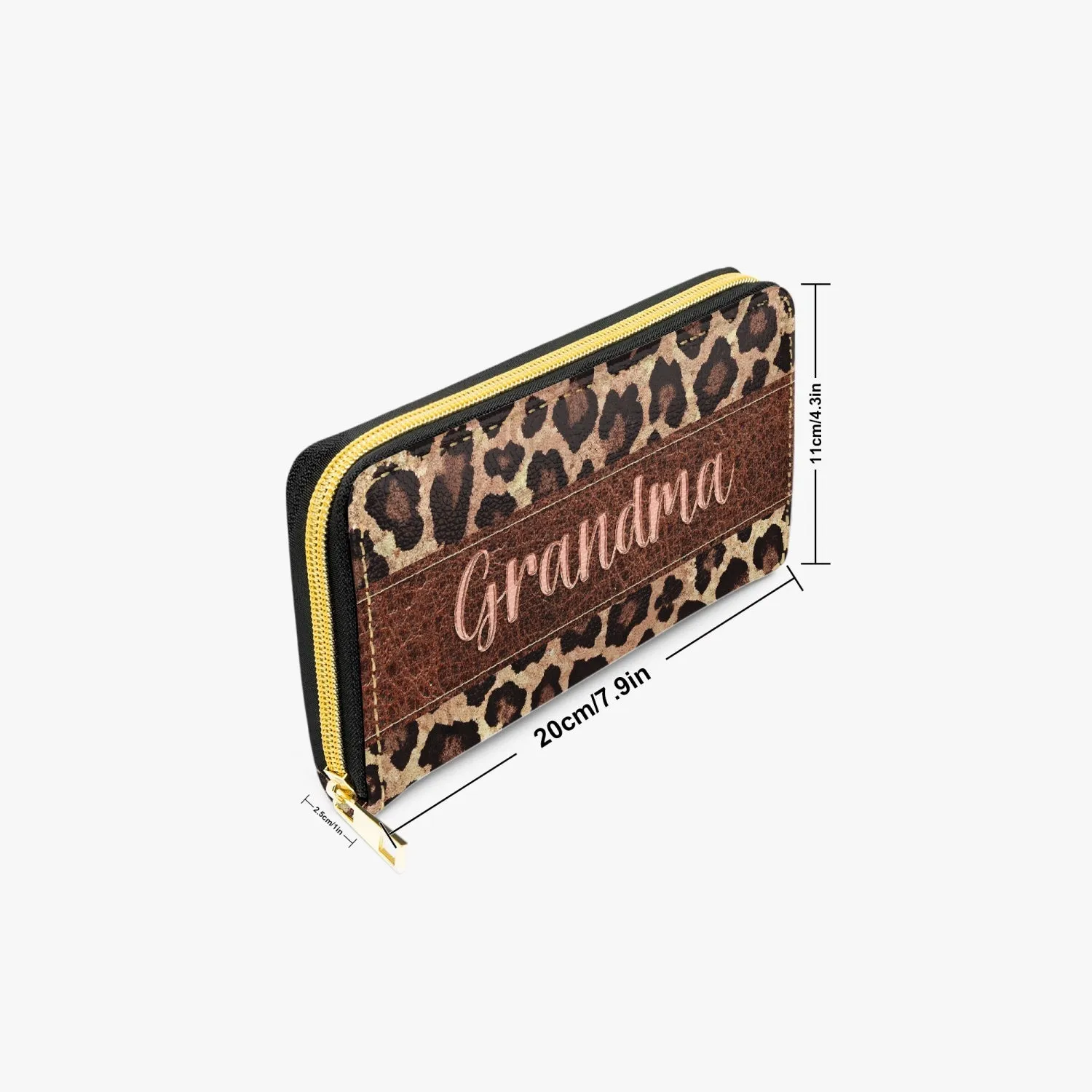 Long Type Zipper Purse - Leopard Print - Grandma