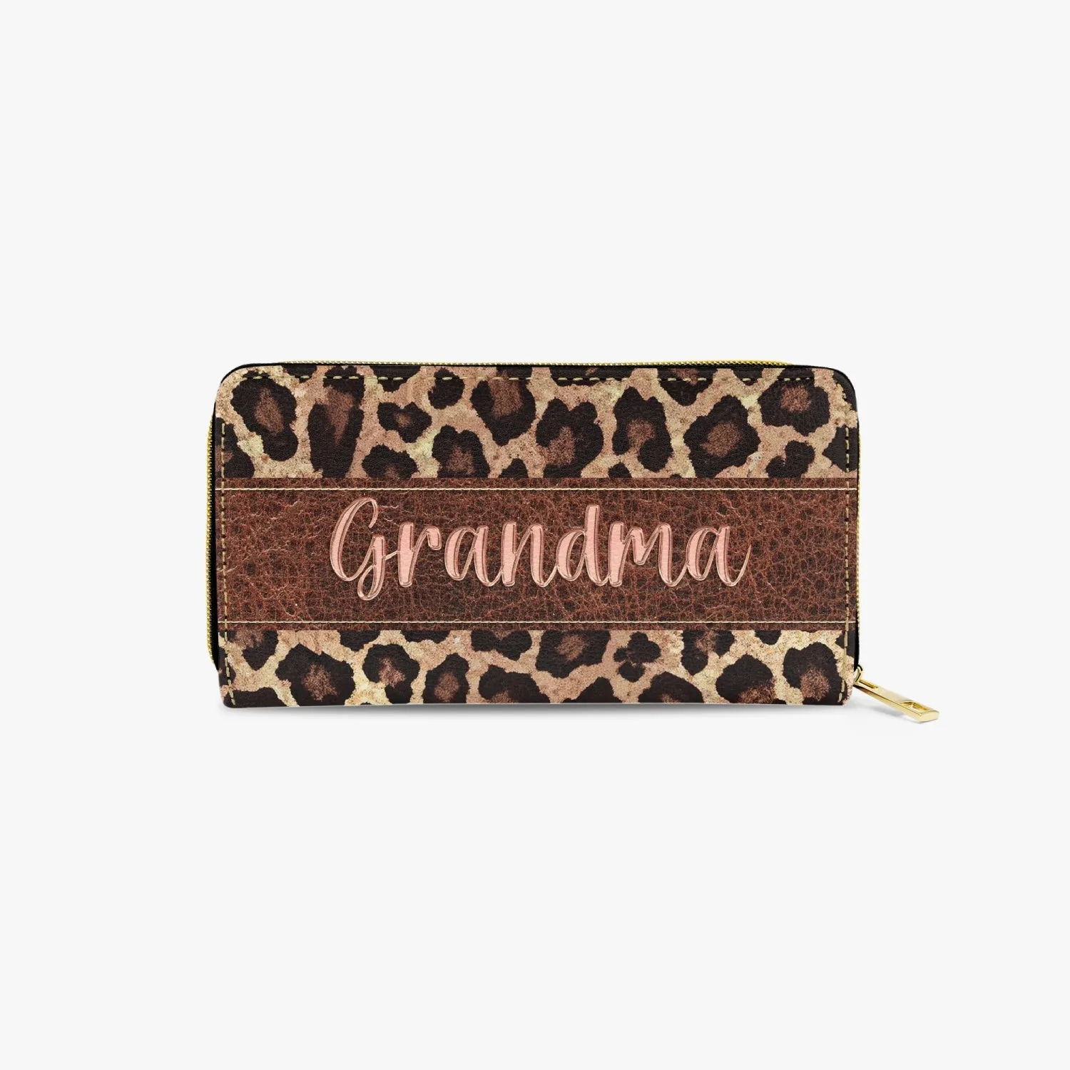 Long Type Zipper Purse - Leopard Print - Grandma