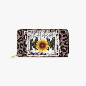 Long Type Zipper Purse - Leopard Print, Sunflower, Blessed Mum/Mom