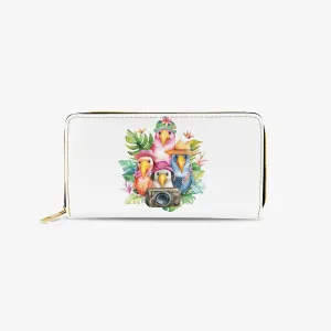 Long Type Zipper Purse - Tropical, Parrots