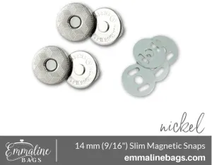 Magnetic Snap Closures - 9/16 (14mm) - Slim in Nickel Finish - 2 pack