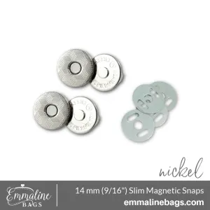 Magnetic Snap Closures: 9/16" (14 mm) SLIM in NICKEL Finish (2 Pack)