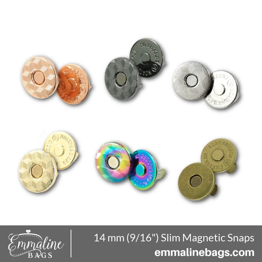 Magnetic Snap Closures: 9/16" (14 mm) SLIM in NICKEL Finish (2 Pack)