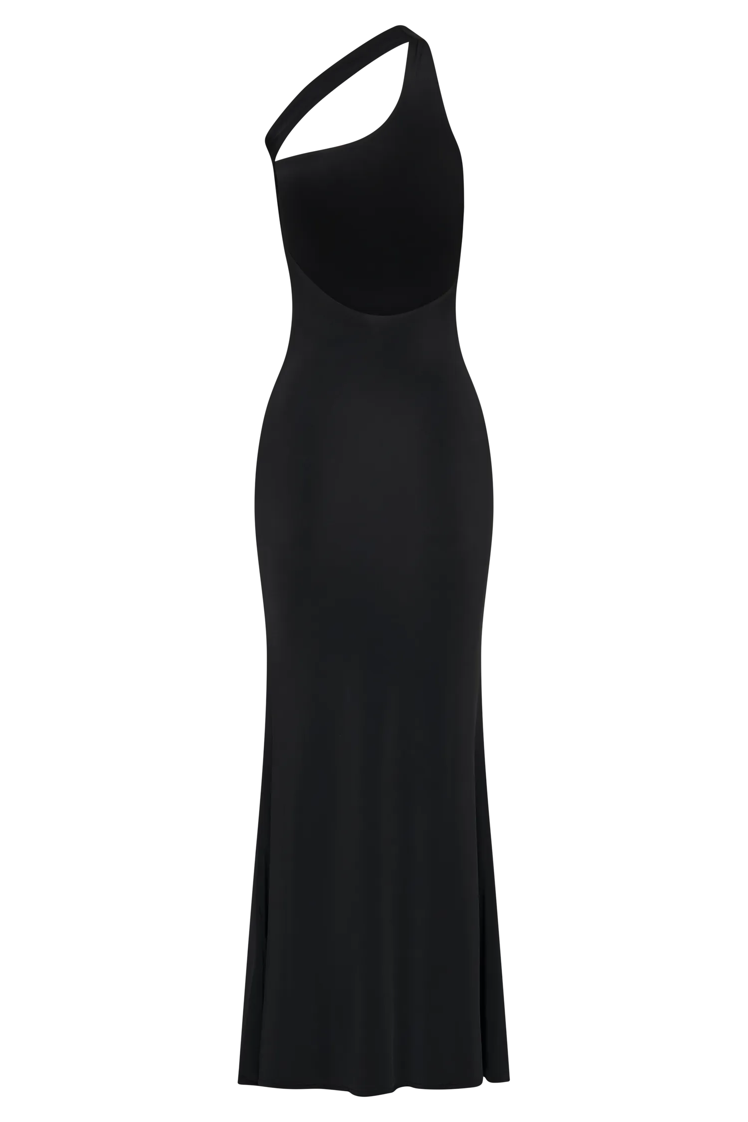 Marianne Asymmetrical Slinky Maxi Dress - Black