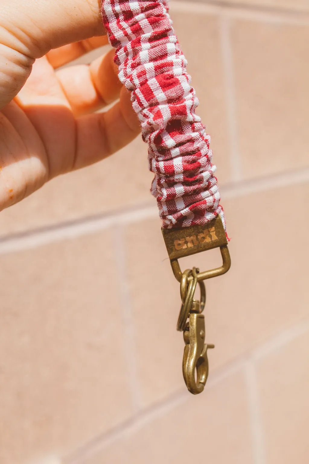 Maroon Checked Keychain