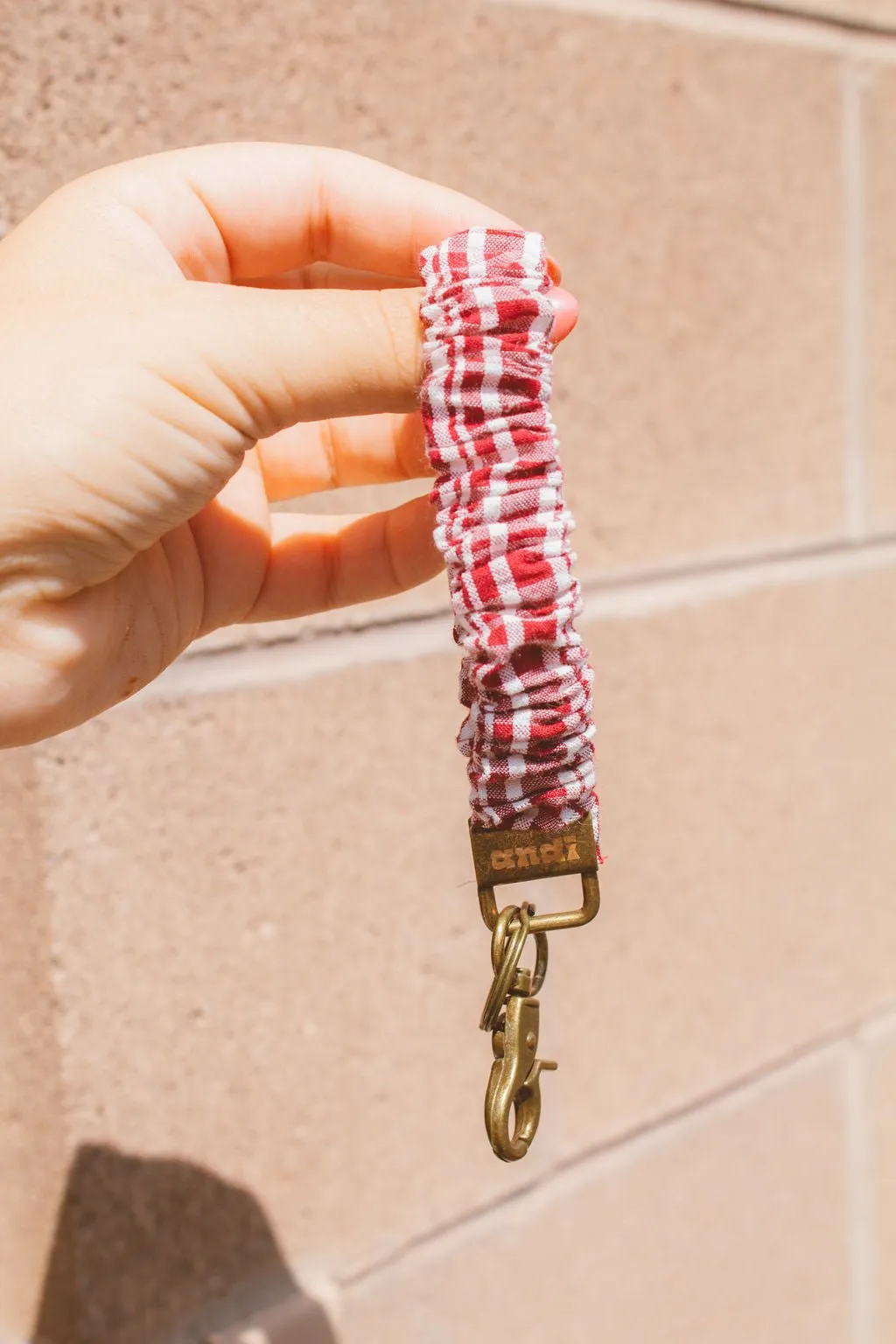 Maroon Checked Keychain